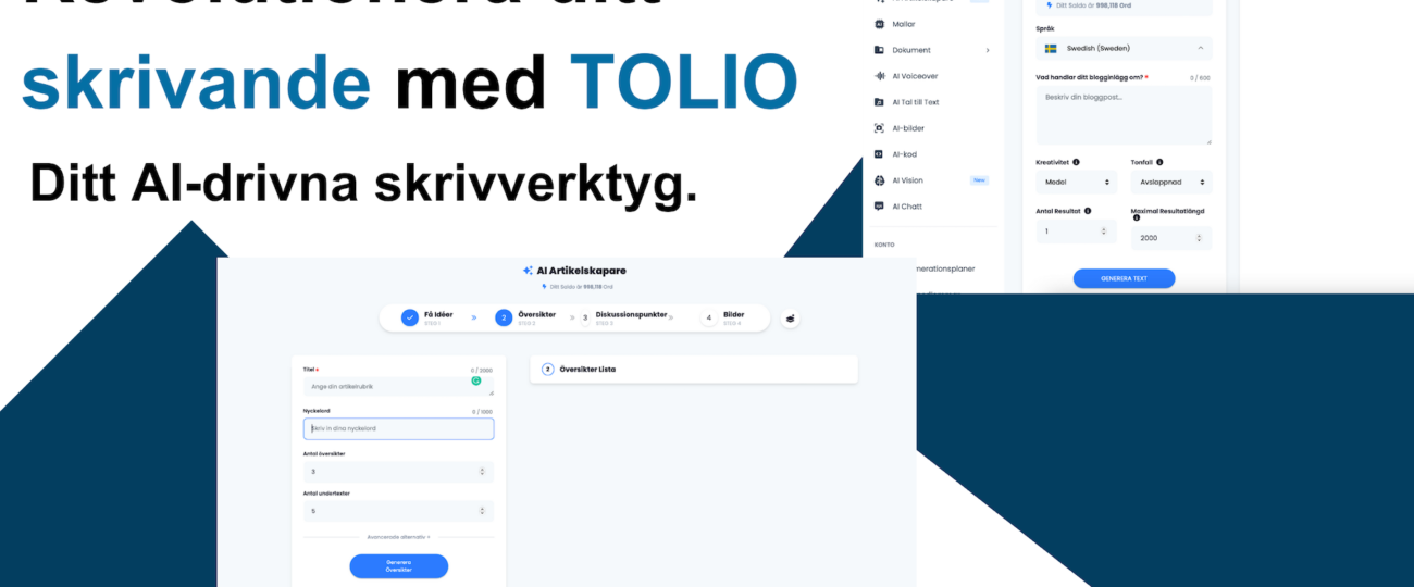 Tolio AI-skrivverktyg